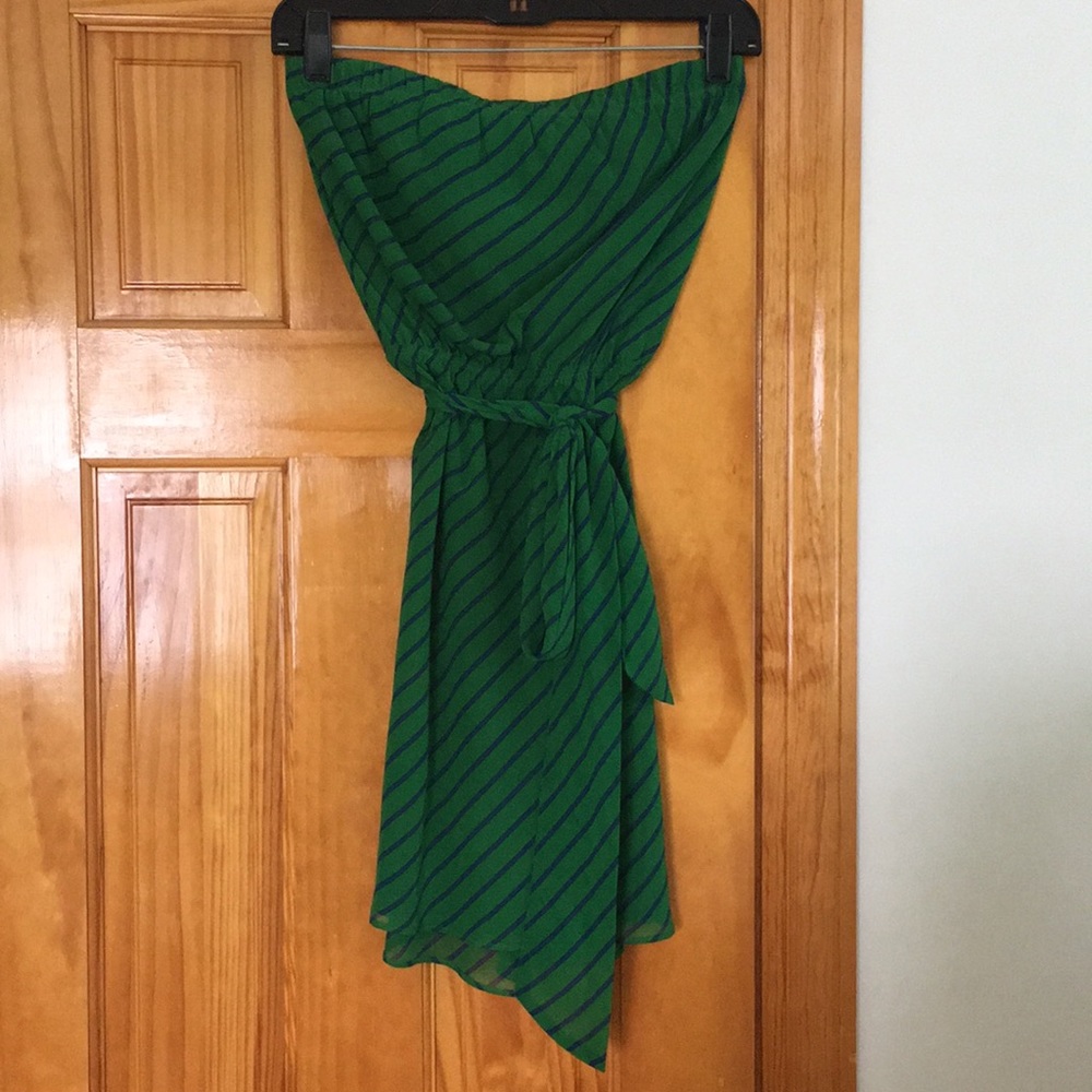 Green and blue stripped mini dress